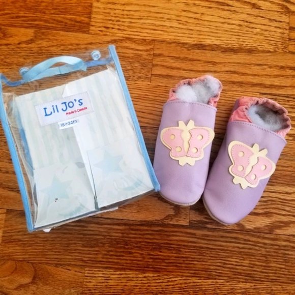 Lil Jo's Purple and Pink Butterfly Moccasins - Picture 2 of 5